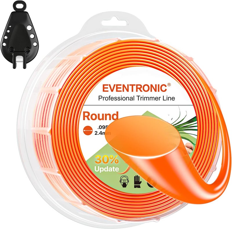 EVENTRONIC خيط جز العشب، خط تقليم بديل عالمي، خيط جز العشب الدائري يناسب العشب الثقيل والمتوسط، خط تقليم من النايلون البرتقالي الممتاز - Image 1